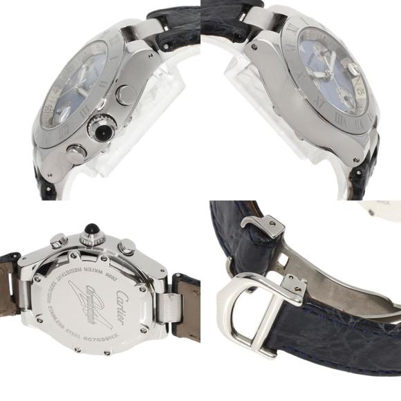 Cartier W1020013 Chronoscuff SM Watch Stainless Steel Leather Ladies - Picture 5 of 11